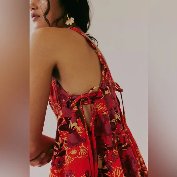 Free People Red Zenni Printed Romper - Picture 4 of 5
